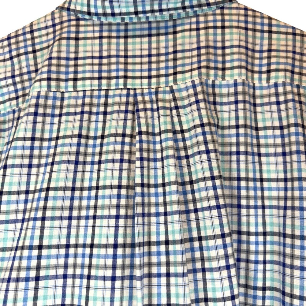 US Polo Assn Mens 3XL Blue Turquoise Plaid Button Down Short Sleeve Shirt Cotton - Picture 4 of 6